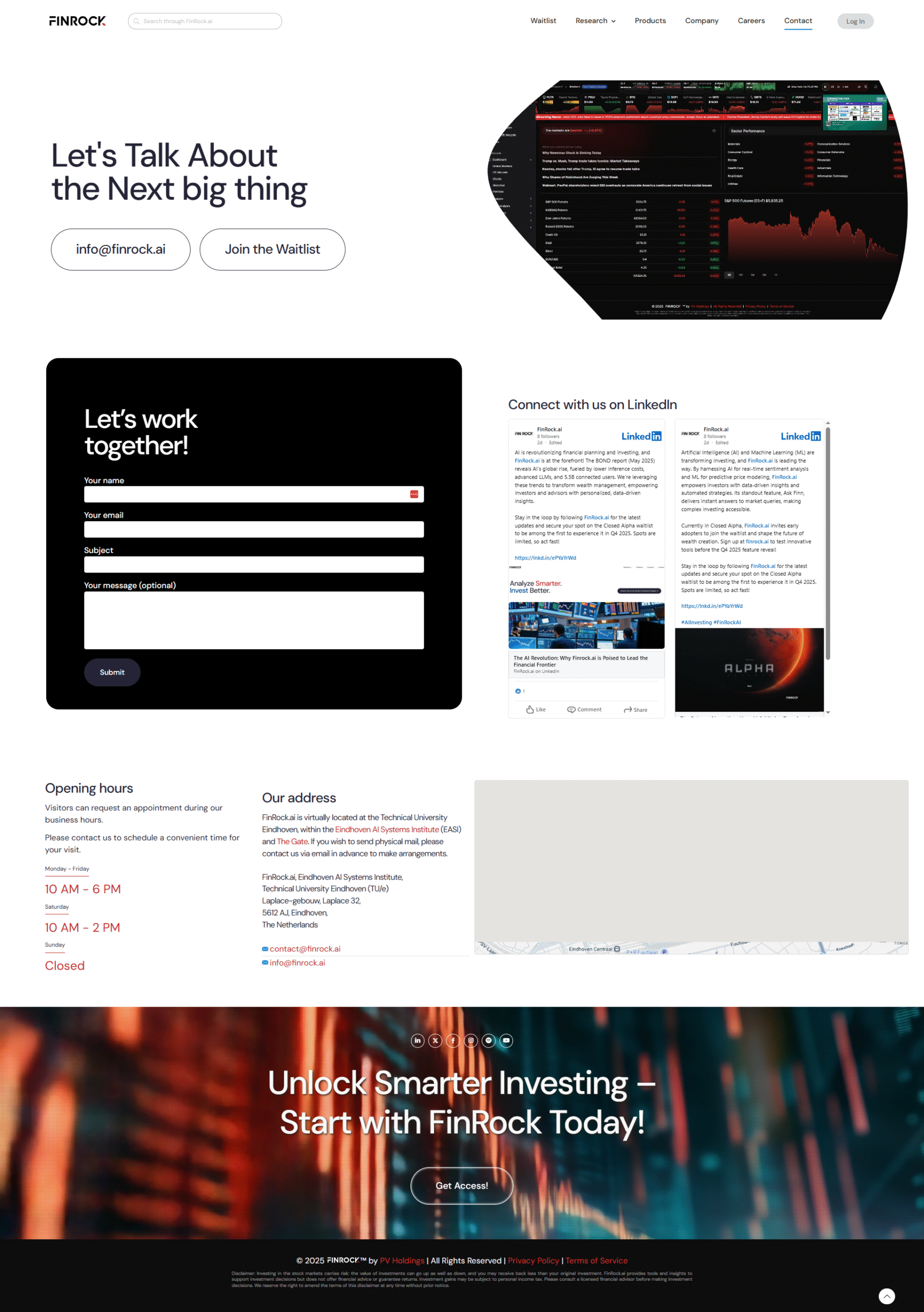 FinRock.ai - Contact | AI-Driven Investment Support